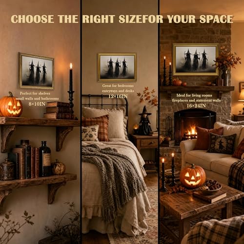 Gothic Wall Art - Three Witches Halloween Canvas 8x10 in - Variation of Gothic