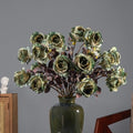 Artificial Roses Fake Flowers 20PCS Long Stem Silk Roses for Vase Green - Autumn Decor