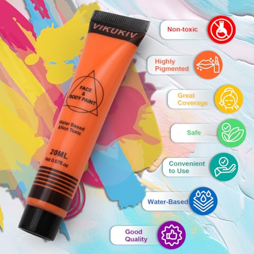 14-Color Water-Based Face & Body Paint Kit for Halloween & Parties, Safe & Long-Lasting