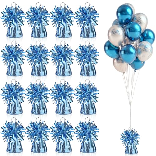Light Blue Metallic Balloon Weights 16 pcs - Heavy Table Centerpiece Support