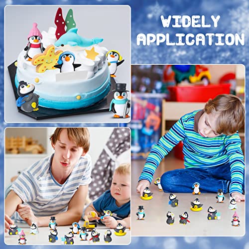 Cute Mini Penguin Figurines Set - 30 Pcs Winter Cake Toppers & Party Decorations