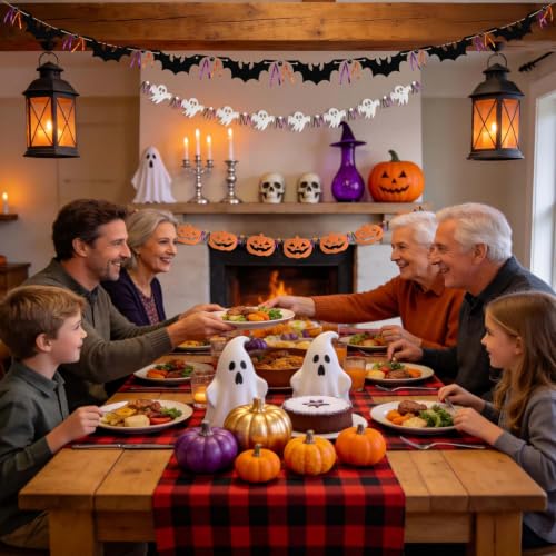 Halloween Felt Garland Banner for Mantle Home Art Decor - Ghost Bat Pumpkin #2