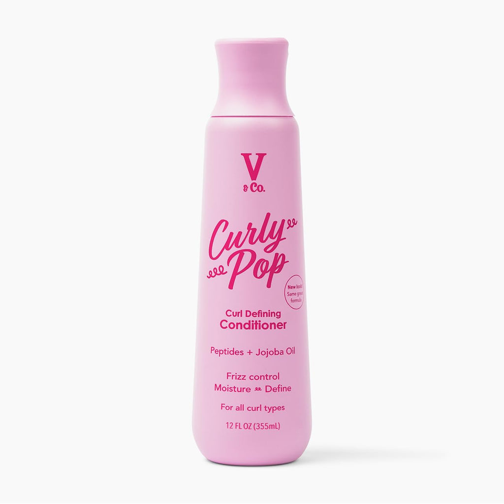 V&Co. Curly Pop Curl Defining Conditioner - Sulfate & Paraben Free Hydration with Peptides & Jojoba Oil | 12 fl oz