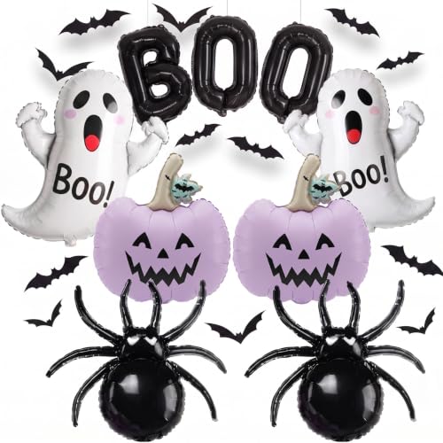 Purple Halloween Party Decorations - Ghost & Pumpkin Balloons Set - Variation: Purple