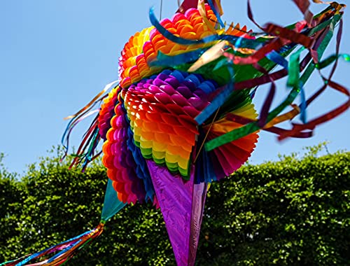 Large 32-Inch Colorful Rainbow Mexican Piñata - Party Decoration, Alternated / 32