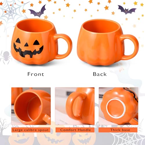 Yellow Pumpkin Halloween Ceramic Mug - 13oz Coffee Cup with Pumpkin Pattern, Gift for Adults & Kids