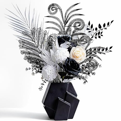 Gothic Artificial Flower Bouquet - 17-Inch Minimalist Home Decor, Champagne & Black