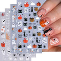 Halloween Nail Stickers Set with Ghost Face & Pumpkin – Cat Pumpkin Variation
