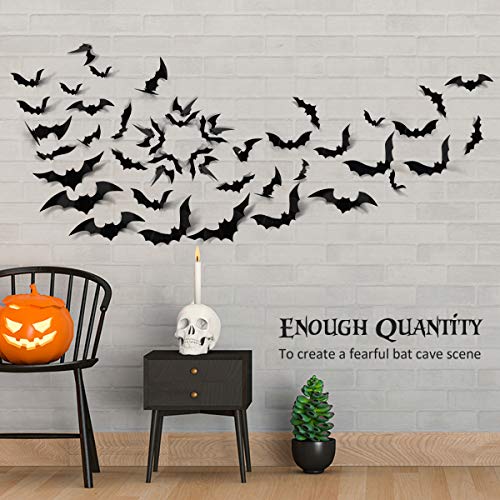 Halloween 3D Bat Decorations Set - 60 PVC Flying Wall Stickers for Party & Home Decor