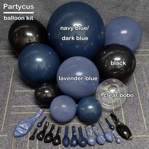 Navy Blue Black Balloon Arch Kit Double Stuffed for Birthday Baby Shower Wedding Halloween