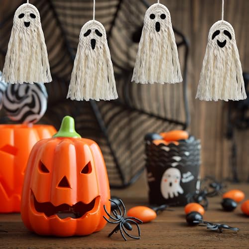 12 Pcs Halloween Boho Ghost Macrame Decorations - Small Edition