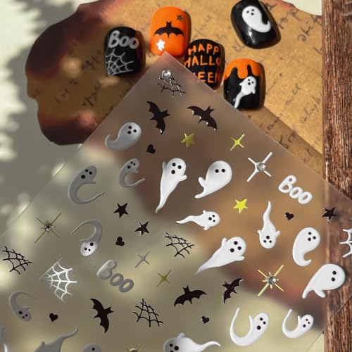Halloween Ghost Nail Stickers Set - Diamonds Stars Ghost Variation