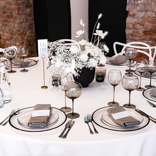 White Round Tablecloth 120 Inch - Pack of 6 for 6ft and 5ft Tables - Elegant Polyester Cover with Drop Variation of White / 120 Inch Round