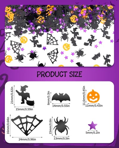 Halloween Confetti Glitter Set - 5000 Pieces with Bats, Pumpkins & Webs - Halloween Decorations & Party Supplies - Variation: Halloween