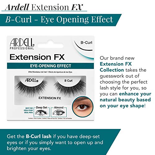 Ardell Lash Extension FX B Curl False Eyelashes - 1 Pack of 4, Natural Look
