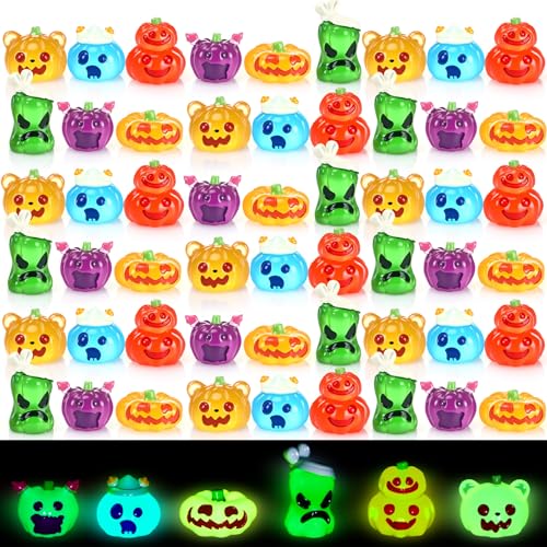 Halloween Mini Resin Pumpkin Ghost Figurines Glow in Dark - 72 Pcs, Fun Pumpkin Variation