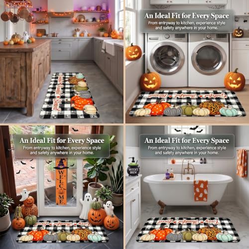 Pumpkin Fall Kitchen Rugs Set of 3 Washable Anti-Fatigue Mats for Floor