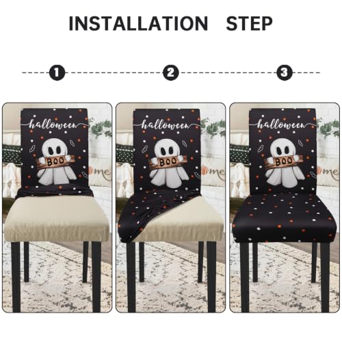 Halloween Chair Covers Set of 4 Black Cat Ghost Pumpkin - One Size
