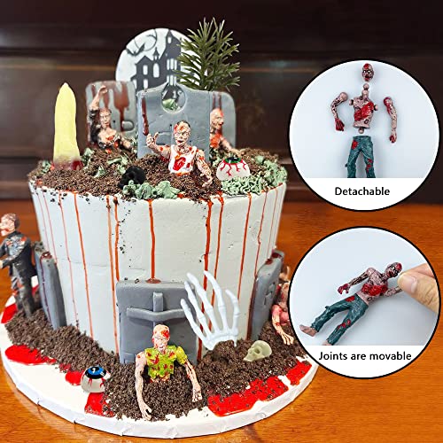 17 PCS Zombie Cake Decorations Set for Halloween Birthday Party Cake Toppers