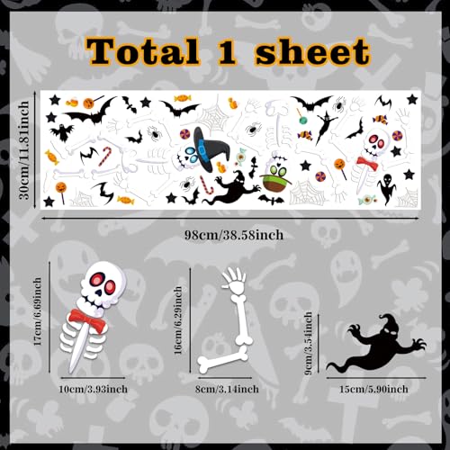 Halloween Skeleton Window Clings - White Skull Wall Decals for Haunted House Party
