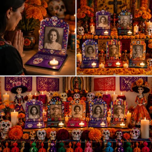 Día De Los Muertos Decorations Set with Marigolds & Butterflies for Altars & Celebrations
