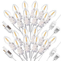 Leelosp 2 Pack LED C7 Light Cord with 10 Bulbs - 19.7 FT Christmas Village Lighting - Adjustable Brightness