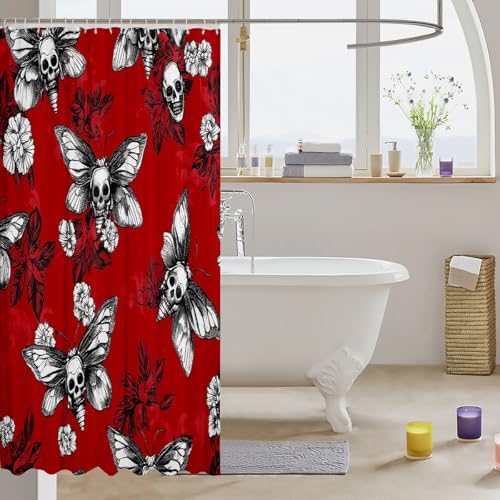 Multi Gothic Skull Shower Curtain Decor Boho Skeleton Bones Halloween Bathroom Set 72x72 Inches - Pack of 1
