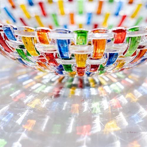 Colorful Hand Painted Woven Glass Fruit & Salad Bowl - Centerpiece Decor