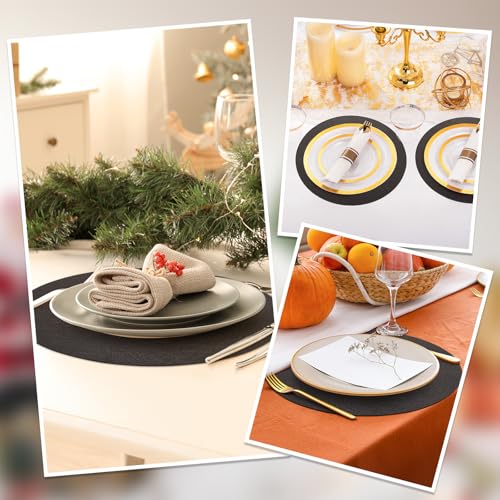 Comfoyar Faux Leather Halloween Placemats & Coasters Set of 6 - Black & Brown