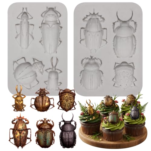 Silicone Beetle Molds for Cake Decorating Insect Candy Mold - 8 Shapes