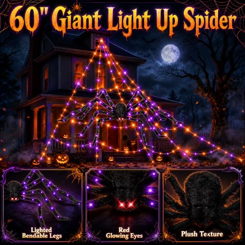 Giant Spider Web Lights – Outdoor Halloween Cobwebs with 550 LEDs, 11 Modes & Remote Control