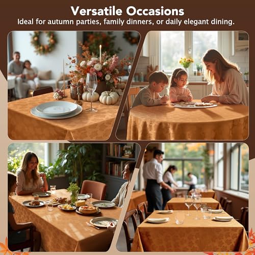 Autumn Fall Tablecloth Rectangle 60x144 Inches - Amber, Thanksgiving Decor