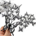 Halloween Butterfly Wall Sticker with Skull Design - Black 3D Decorations, 24 Pcs
