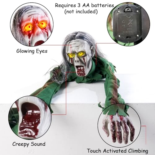 Halloween Creeping Ghost Prop 43 Inch Scary Skeleton with Voice & Light Effects