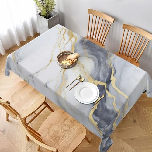 Marble Texture Rectangular Tablecloth 60x90 Inch - Washable & Waterproof, Gray & White Design - Variation: Marble Texture #01