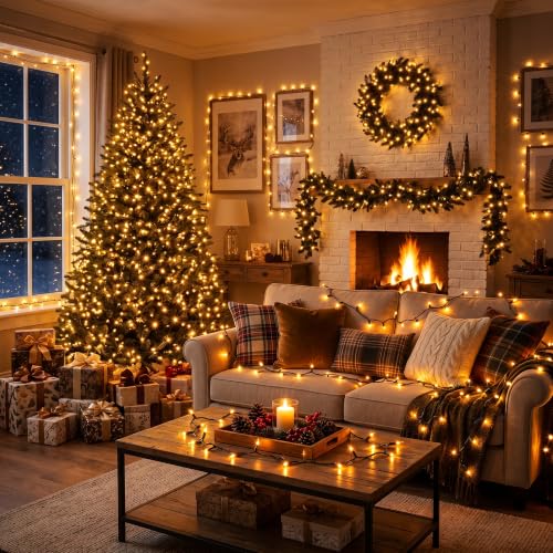 Gold Christmas Lights 300 Count Incandescent String Lights - 69.6ft, 2-Pack, Indoor & Outdoor