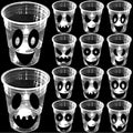 24 Pack Glow Halloween Ghost Cups - 16 oz Spooky Party Supplies - White Ghost Face Design
