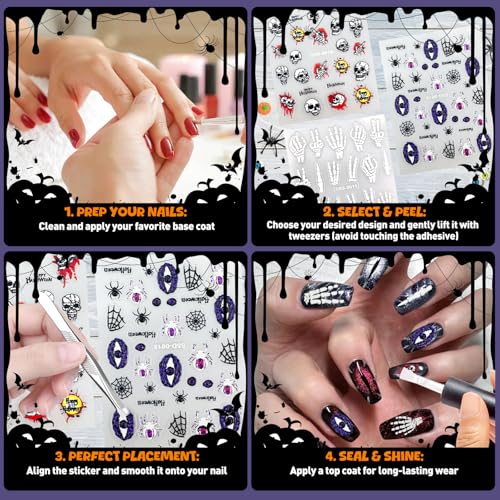 Halloween Nail Art Stickers - Pumpkin Skull Ghost Bat & Spider Web Design - Variation of THIS Listing