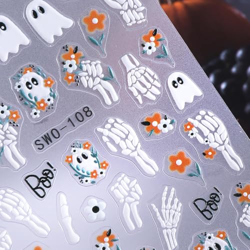 Halloween Ghost Mummy Nail Stickers Set - 4 Sheets Halloween01