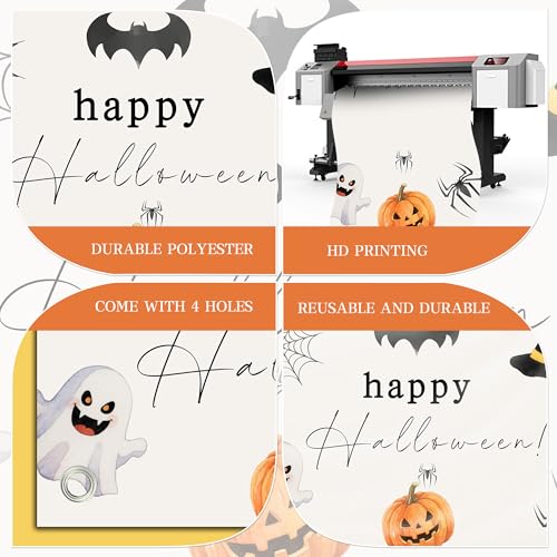 Halloween Party Banner Backdrop Decor - Spooky Pumpkin Bat Ghost Design 35x72in