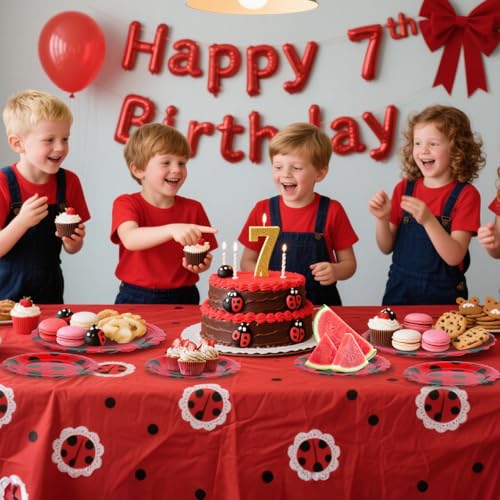 Ladybug Theme Disposable Paper Plates Set - 50 Pack, 7 & 9 Inch for Parties