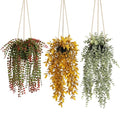 Artificial Hanging Plants with Black Pots - Fall Decor Set of 3 - Detachable Twines