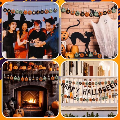 Gothic Halloween Tree Ornaments Set - 40 Spooky Mini Ball Decorations with Variation