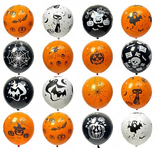 Halloween Balloons Black Orange White Latex Party Decorations - 125 Pack
