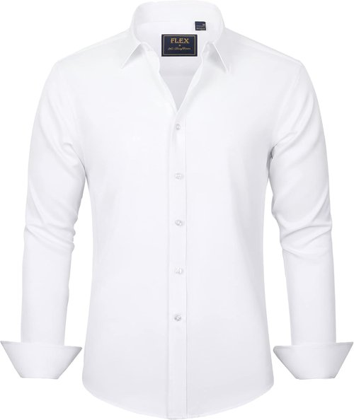 J.VER Men's Dress Shirt - Solid Long Sleeve, Stretch, Wrinkle-Free | Perfect for Business Casual Wear