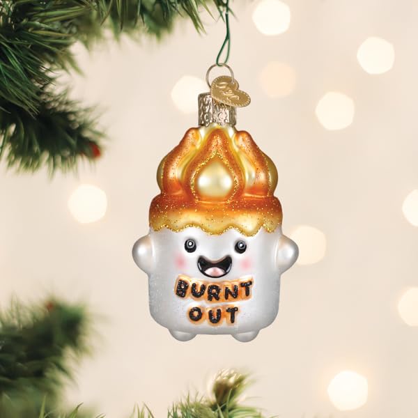 Old World Christmas Burnt-Out Marshmallow Glass Ornament for Christmas Tree - Handcrafted Holiday Decoration