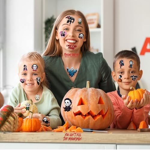 Halloween Temporary Tattoos Black & White 10 Sheets Kids Party Favors
