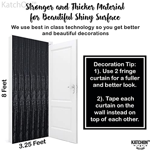 Black & Purple Foil Fringe Curtains Pack of 4 - Party Backdrops & Decorations