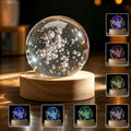 2.3in Crystal Bubble Ball Night Light with LED Wooden Base - Clear Bubble Variation