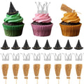 Mini Witch Hat Cupcake Toppers with Crown & Broom - Witch Princess Party Decorations - Variation of THIS listing